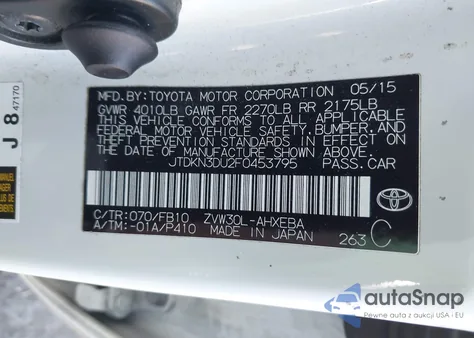 2015 Toyota Prius Three z USA, uszkodzony, nr VIN JTDKN3DU2F0453795